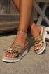 Floral Print Braided Strap Wedge Heel Slippers