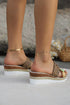 Floral Print Braided Strap Wedge Heel Slippers
