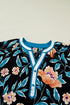 Floral Print Bubble Sleeve Buttoned Notched Neck Blouse