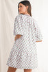Floral Print Bubble Sleeve Neck Tie Ruffled Dress