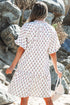 Floral Print Bubble Sleeve Neck Tie Ruffled Dress