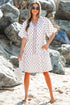 Floral Print Bubble Sleeve Neck Tie Ruffled Dress