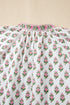 Floral Print Bubble Sleeve Neck Tie Ruffled Dress
