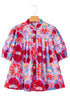 Floral Print Bubble Sleeve Pleated Button Up Shirt