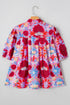 Floral Print Bubble Sleeve Pleated Button Up Shirt