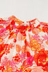 Floral Print Button Detail Keyhole Puff Sleeve Blouse
