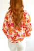 Floral Print Button Detail Keyhole Puff Sleeve Blouse