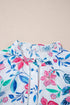 Floral Print Button Front Ladder Trim Woven Blouse