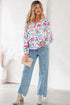 Floral Print Button Front Ladder Trim Woven Blouse