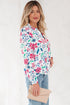 Floral Print Button Front Ladder Trim Woven Blouse