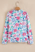 Floral Print Button Front Ladder Trim Woven Blouse