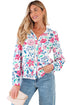 Floral Print Button Front Ladder Trim Woven Blouse
