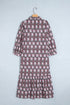 Floral Print Button Front Ruffle Hem Midi Dress