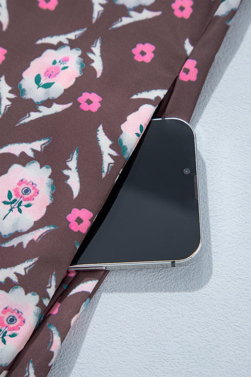 Floral Print Button Front Ruffle Hem Midi Dress
