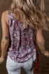 Floral Print Button Front Sleeveless Woven Tank