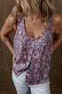 Floral Print Button Front Sleeveless Woven Tank