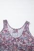Floral Print Button Front Sleeveless Woven Tank