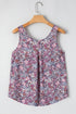 Floral Print Button Front Sleeveless Woven Tank