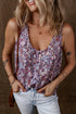 Floral Print Button Front Sleeveless Woven Tank