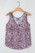 Floral Print Button Front Sleeveless Woven Tank