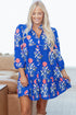 Floral Print Button Puff Sleeve Ruffle Hem Dress