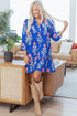 Floral Print Button Puff Sleeve Ruffle Hem Dress