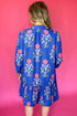 Floral Print Button Puff Sleeve Ruffle Hem Dress
