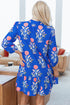 Floral Print Button Puff Sleeve Ruffle Hem Dress