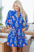 Floral Print Button Puff Sleeve Ruffle Hem Dress