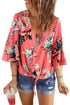 Floral Print Button Tie Top