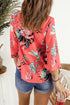 Floral Print Button Tie Top