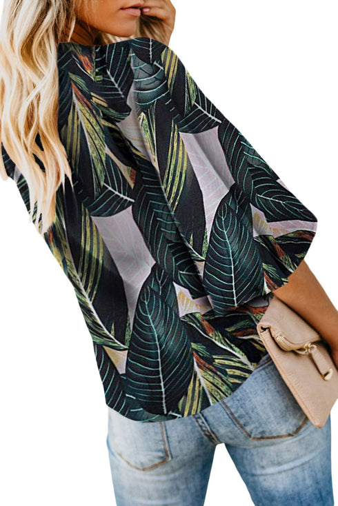 Floral Print Button Tie Top