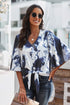 Floral Print Button Tie Top