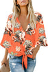Floral Print Button Tie Top