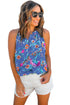 Floral Print Buttoned Neckline Tank Top