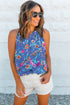 Floral Print Buttoned Neckline Tank Top