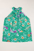 Floral Print Buttoned Neckline Tank Top