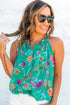 Floral Print Buttoned Neckline Tank Top