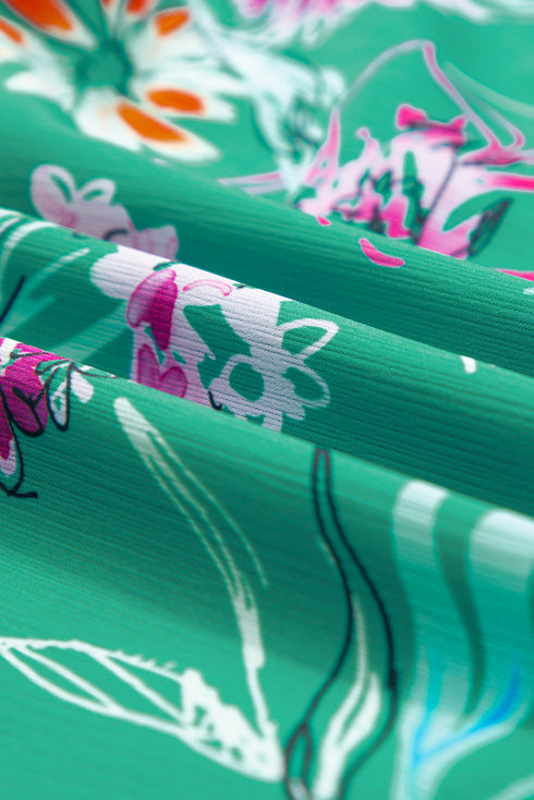 Floral Print Buttoned Neckline Tank Top