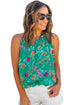 Floral Print Buttoned Neckline Tank Top