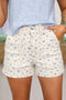 Floral Print Casual Stretch Cotton Denim Shorts