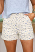Floral Print Casual Stretch Cotton Denim Shorts