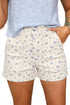 Floral Print Casual Stretch Cotton Denim Shorts