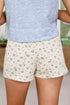 Floral Print Casual Stretch Cotton Denim Shorts