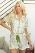 Floral Print Collared Button Down Short Pajama Set