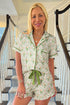 Floral Print Collared Button Down Short Pajama Set