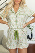Floral Print Collared Button Down Short Pajama Set