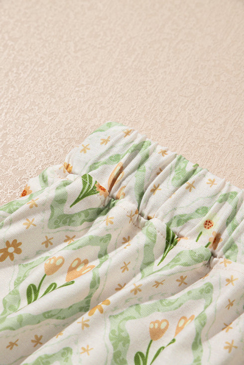 Floral Print Collared Button Down Short Pajama Set