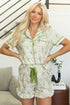Floral Print Collared Button Down Short Pajama Set