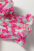 Floral Print Collared Puff Sleeve V Neck Blouse